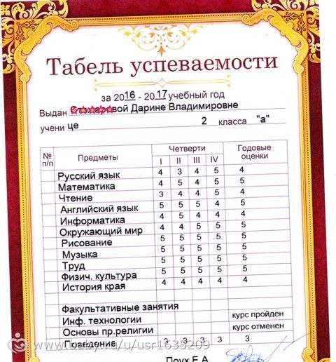 Ведомость оценок ученика при переходе в другую школу образец